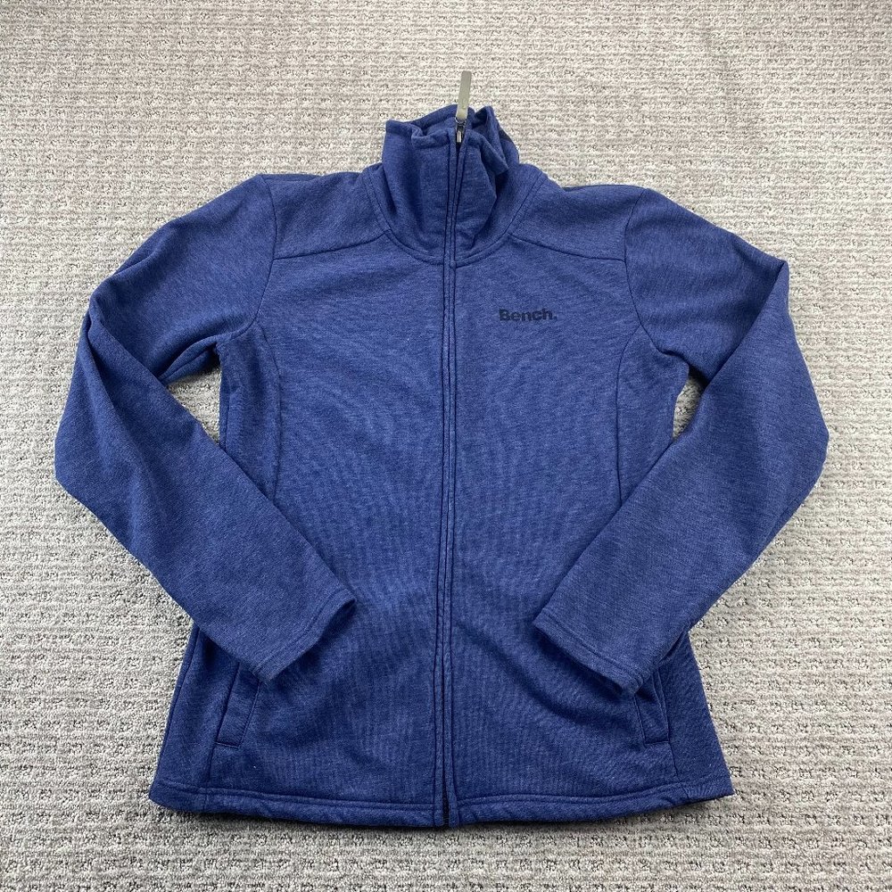 Bench Sweater Women Large L Blue Full Zip Sweatshirt Mock Neck Activewear Ladies